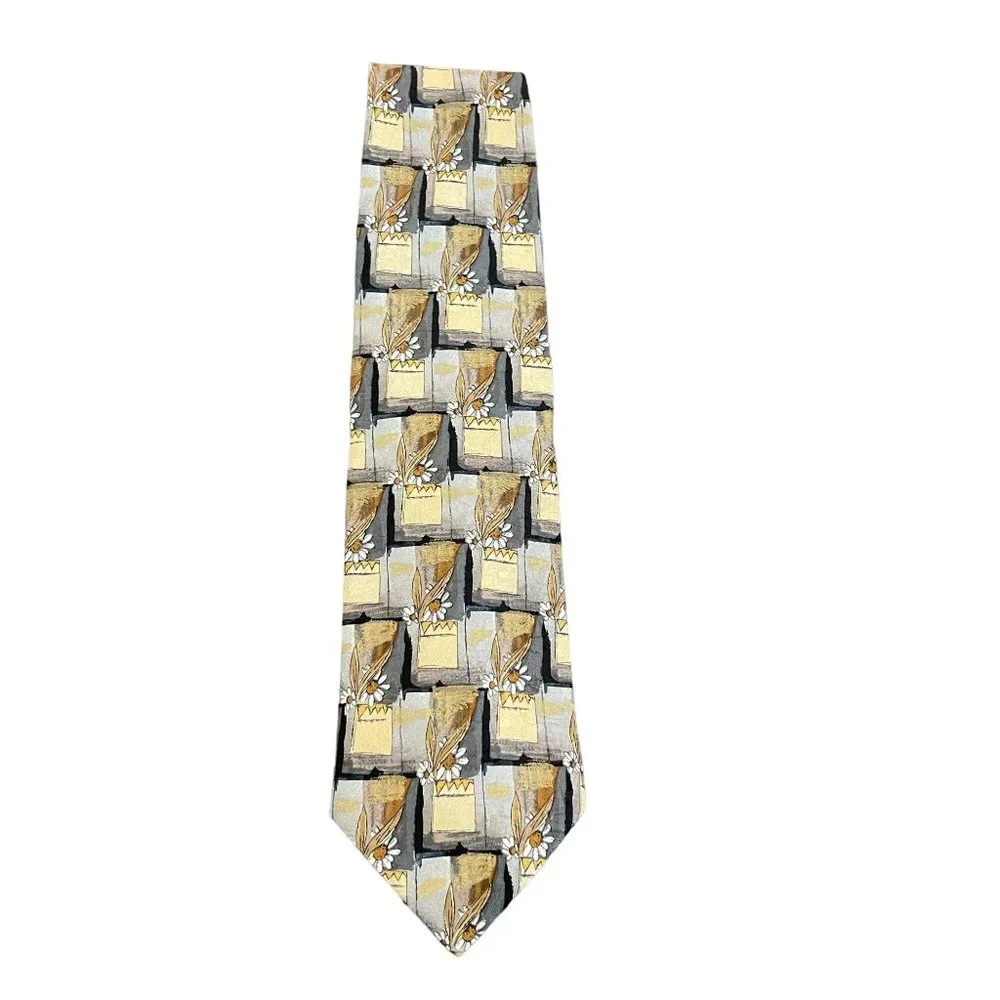Ermenegildo Zegna Flower Design 100% Silk Tie - Picture 1 of 6